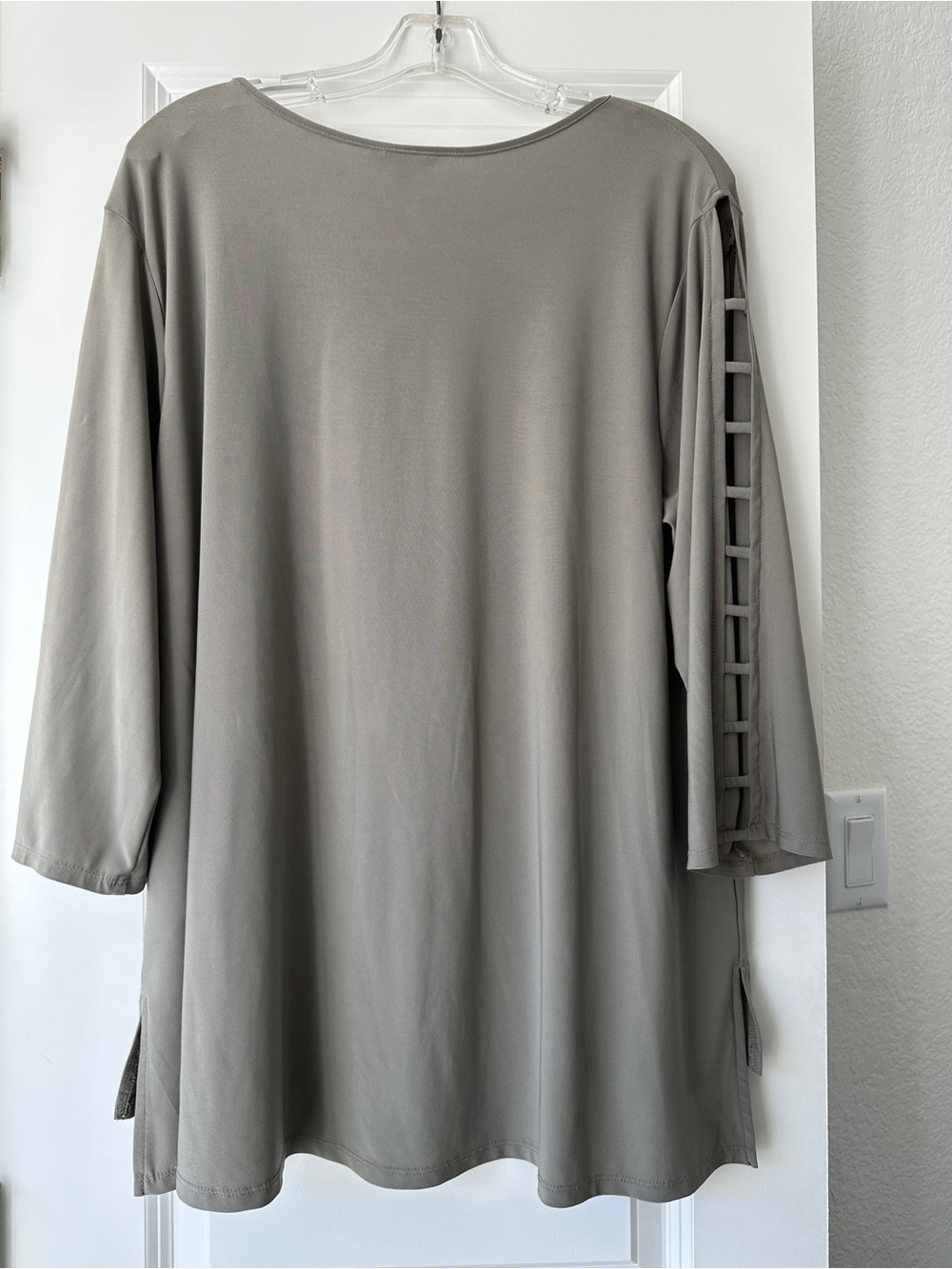 Taupe Ladder-Sleeve Scoop Neck Tunic Top - Picture 8 of 8